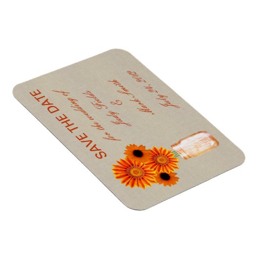 Rustikal Orange Mason Jar speichern das Date Magne Magnet (Rechte Seite)