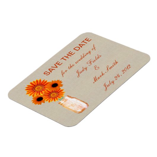 Rustikal Orange Mason Jar speichern das Date Magne Magnet (Linke Seite)