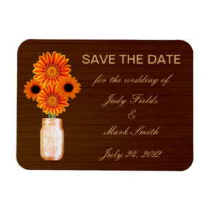Rustikal Orange Mason Jar speichern das Date Magne Magnet