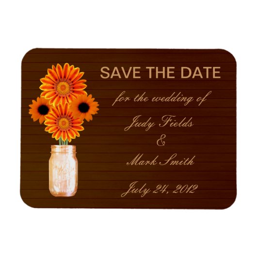 Rustikal Orange Mason Jar speichern das Date Magne Magnet (Horizontal)