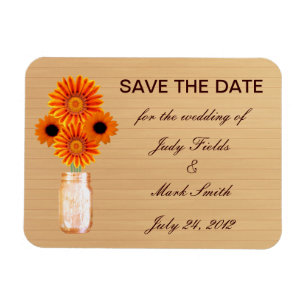 Rustikal Orange Mason Jar speichern das Date Magne Magnet