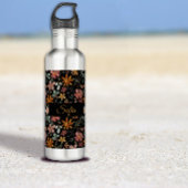 Rustikal-orange-rosa Blume Edelstahlflasche