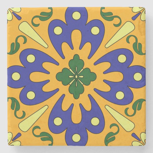 Rustikal-orangefarbener und blauer Untersetzer (Vorderseite)