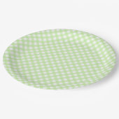 Rustikal, Pastel Green Gingham Pattern Pappteller (Schrägansicht)