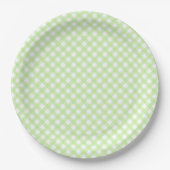 Rustikal, Pastel Green Gingham Pattern Pappteller (Vorderseite)