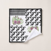 Rustikal, Patchwork, Rose, geometrisch, Patchwork, Badhandtuch Set (Waschlappen)