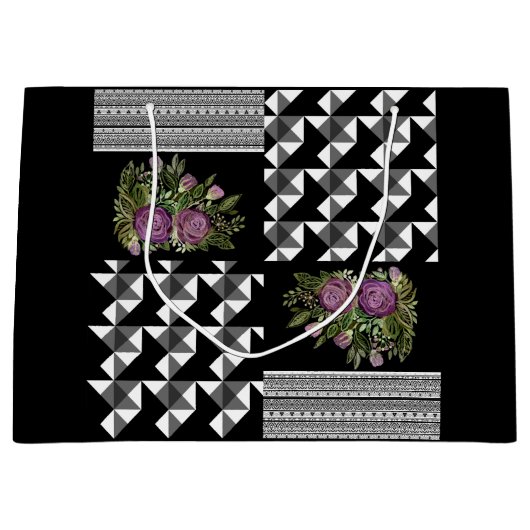 Rustikal, Patchwork, Rose Große Geschenktüte (Vorderseite)