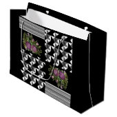 Rustikal, Patchwork, Rose Große Geschenktüte (Vorderseite Schrägansicht)