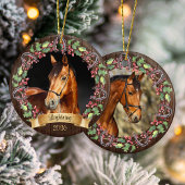 Rustikal Personalisiert 2 Foto Weihnachten Keramik Ornament