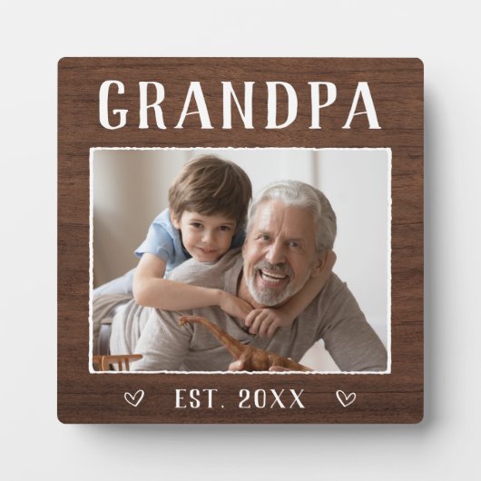 Rustikal Personalisiert Opa Fotoplatte (Vorderseite)