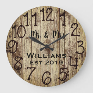 Rustikal personalisiertes braunes Holz individuell Große Wanduhr