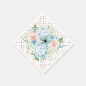 Rustikal Pink Blue Floral Polka Dot Napkins Serviette (Ecke)