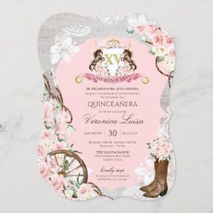 Rustikal Pink Charro Quinceanera Einladung