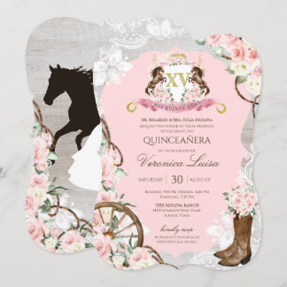 Rustikal Pink Charro Quinceanera Einladung