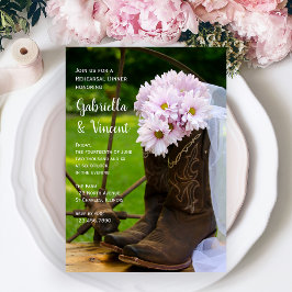 Rustikal Pink Daisies Boots Wedding Probe Dinner Einladung