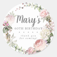 Rustikal Pink Floral 60. Geburtstag Vielen Dank