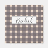 Rustikal Pink Gray Gingham Magnet (Vorne)