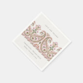 Rustikal Pink Green Floral Paisley Motif Wedding Serviette (Ecke)