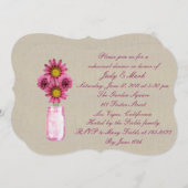 Rustikal Pink Mason Jar Probe Abendessen Einladung (Vorne/Hinten)