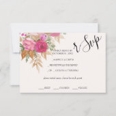 Rustikal Pink Pampas Wasserfarbe Handgestrichen RSVP Karte (Vorderseite)