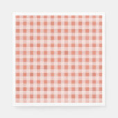 Rustikal Pink Peach Gingham Pattern Papier Napkins Serviette (Vorderseite)