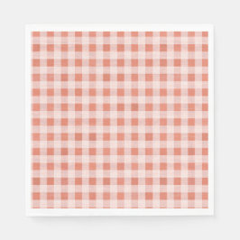 Rustikal Pink Peach Gingham Pattern Papier Napkins Serviette