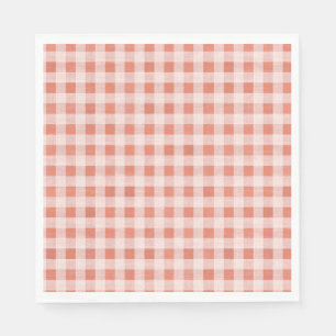 Rustikal Pink Peach Gingham Pattern Papier Napkins Serviette