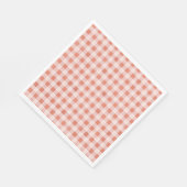 Rustikal Pink Peach Gingham Pattern Papier Napkins Serviette (Ecke)