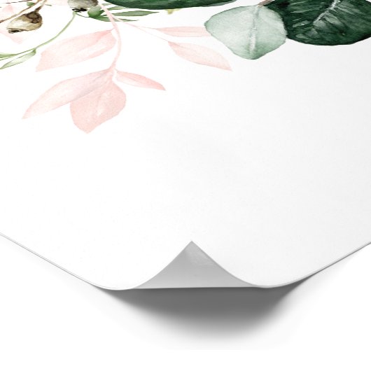 Rustikal Pink Roses Grüne Kinderdusche Willkommen Poster (Ecke)