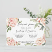 Rustikal Pink Wasserfarbe Probe Abendessen Einladung (Stehend Vorderseite)