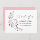 Rustikal Pink Wildblume 100. Geburtstag Vielen Dan (Vorne/Hinten)