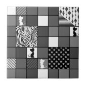 Rustikal, populär, schwarz und weiß, Patchwork, Si Fliese (Vorderseite)