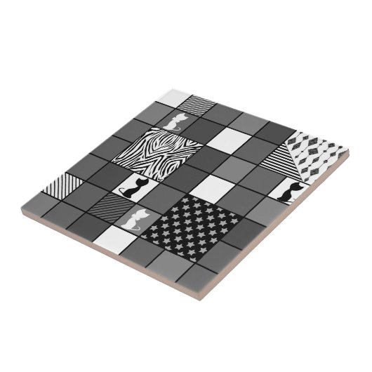 Rustikal, populär, schwarz und weiß, Patchwork, Si Fliese (Seite)