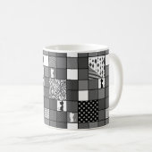 Rustikal, populär, schwarz und weiß, Patchwork, Si Kaffeetasse (VorderseiteRechts)