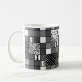 Rustikal, populär, schwarz und weiß, Patchwork, Si Kaffeetasse (Links)