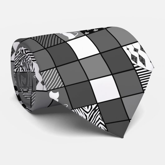 Rustikal, populär, schwarz und weiß, Patchwork, Si Krawatte (Gerollt)