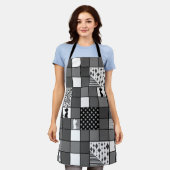 Rustikal, populär, schwarz und weiß, Patchwork, Si Schürze (Getragen)