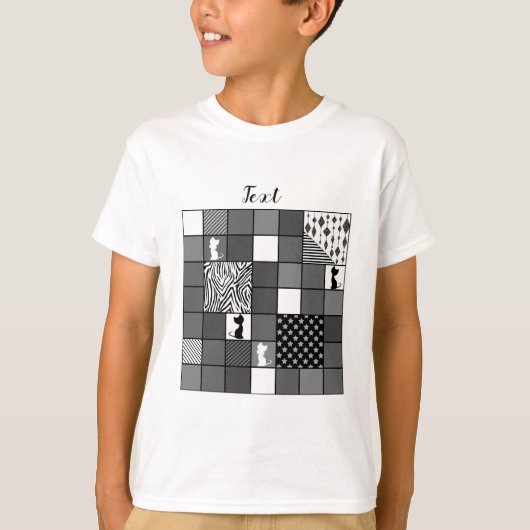 Rustikal, populär, schwarz und weiß, Patchwork, Si T-Shirt (Vorderseite)