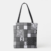 Rustikal, populär, schwarz und weiß, Patchwork, Si Tasche (Rückseite)
