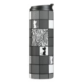 Rustikal, populär, schwarz und weiß, Patchwork, Si Thermosbecher (Nach links gedreht)