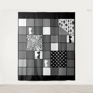 Rustikal, populär, schwarz und weiß, Patchwork, Si Wandteppich