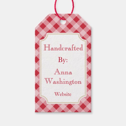 Rustikal Red Gingham Handcraraft Tag Geschenkanhänger (Vorderseite)