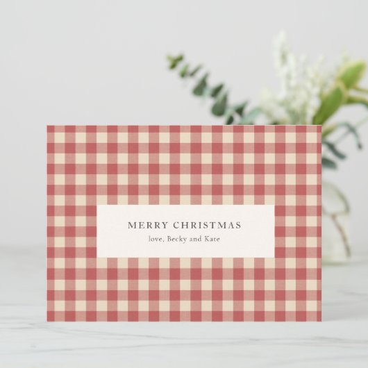 Rustikal Red Gingham Moderne Weihnachten (Stehend Vorderseite)