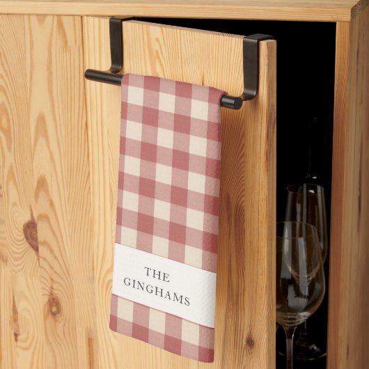 Rustikal Red Gingham Moderne Weihnachten Geschirrtuch (Drittel gefaltet)