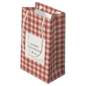 Rustikal Red Gingham Moderne Weihnachten Kleine Geschenktüte (Rückseite Schrägansicht)
