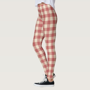 Rustikal Red Gingham Moderne Weihnachten Leggings
