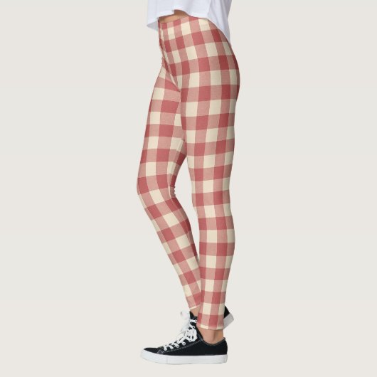 Rustikal Red Gingham Moderne Weihnachten Leggings (Links)
