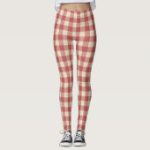 Rustikal Red Gingham Moderne Weihnachten Leggings (Vorderseite)