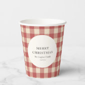 Rustikal Red Gingham Moderne Weihnachten Pappbecher (Rückseite)