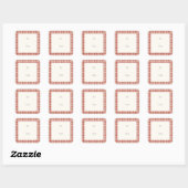 Rustikal Red Gingham Moderne Weihnachten Quadratischer Aufkleber (Blatt)